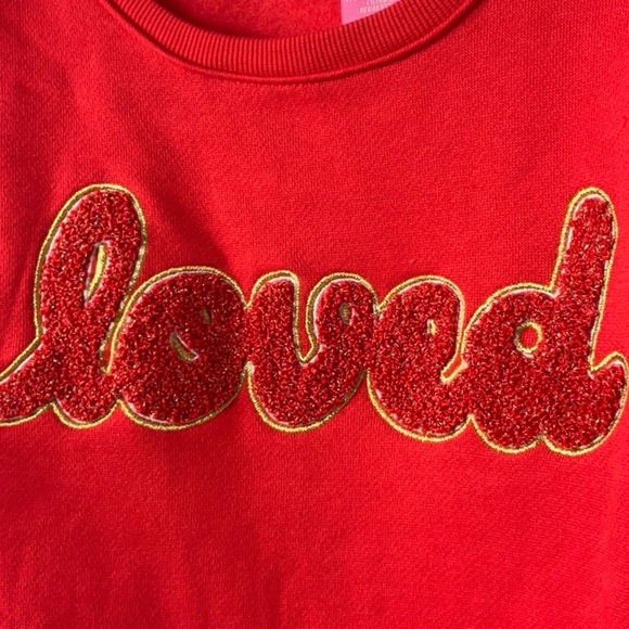 Isaac Mizrahi New York Girls Red LOVE Embroidered Long Sleeve Sweater Sz M(7/8) - Picture 4 of 8